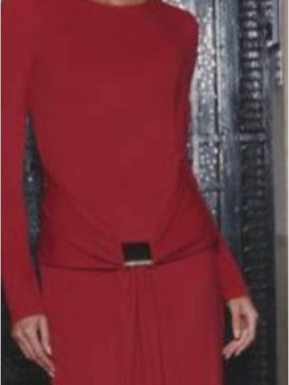 Long-Sleeve Maxi Dress in Red - Picture 2 of 6